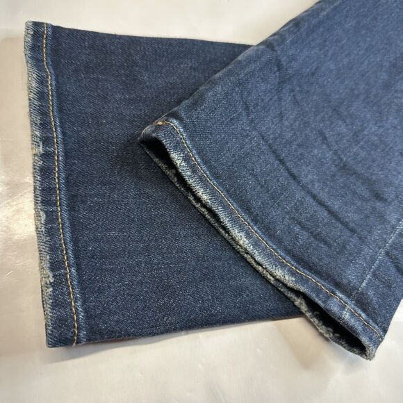Uniqlo Straight Leg Jeans Mens 31 Denim Blue Jean Dark Wash Distressed - Picture 11 of 11